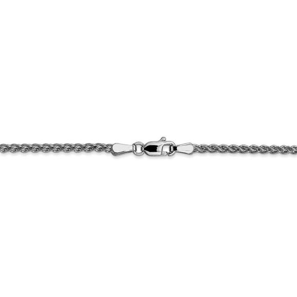 2.1mm 14k White Gold Solid Wheat Chain Necklace, 16 Inch - Picture 4 of 8